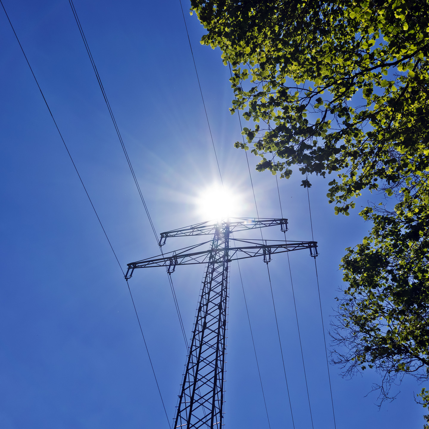 Strommast im Gegenlicht